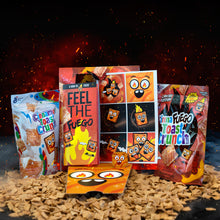 Load image into Gallery viewer, Feel the Fuego Challenge Kit with the Cinnamon Toast Crunch pouch, the CinnaFuego Toast Crunch pouch and the Feel the Fuego challenge guide. 
