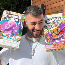 Load image into Gallery viewer, Manuel Turizo holding two Manuel Turizo Toast Crunch boxes
