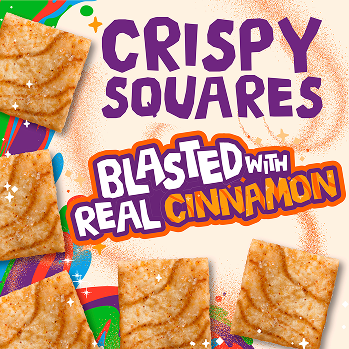 Crispy squares blasted with real cinnamon